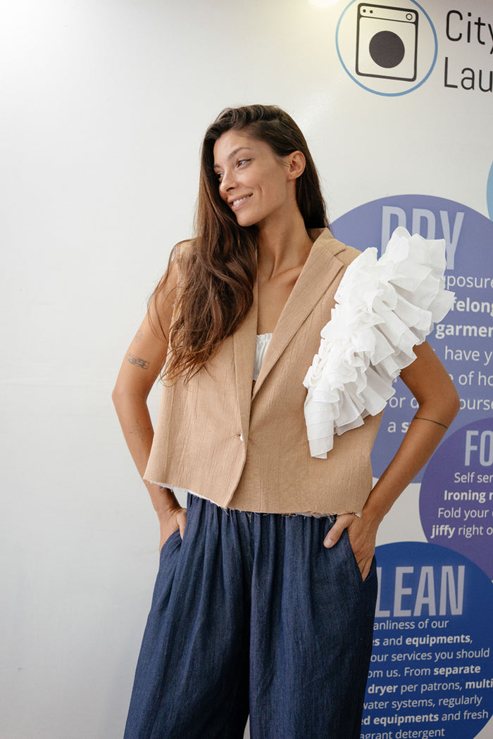 Ruffle Shoulder Vest