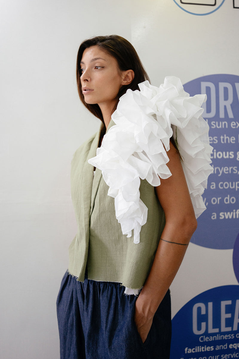 Ruffle Shoulder Vest